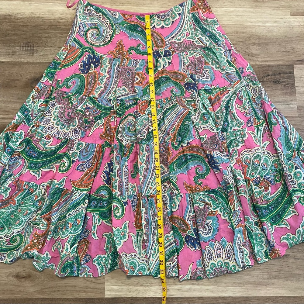 Vintage Lauren Ralph Lauren Pink Bright Full Circle Midi Skirt Size Large - Picture 5 of 6